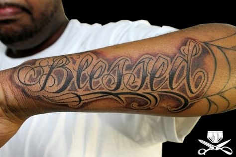 Blessed Tattoo On Arm, Blessed Tattoo For Men, Tiny Disney Tattoo, Girl Spine Tattoos, Blessed Tattoo, Blessed Tattoos, Simple Hand Tattoos, Cool Tattoos For Girls, Matching Friend Tattoos