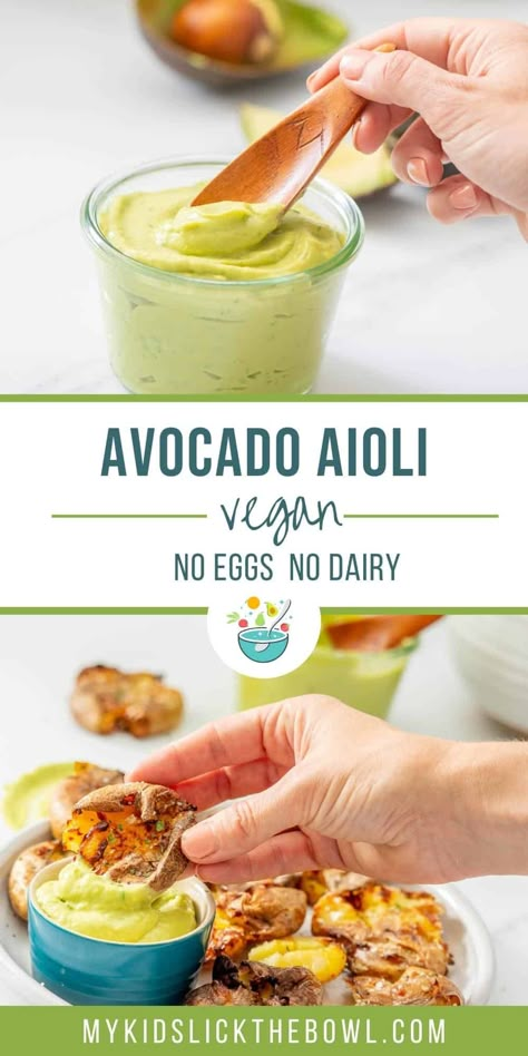 Homemade avocado aioli is a creamy vegan alternative to store-bought mayonnaise, it is quick to make, healthy and oh-so delicious. Avocado Aioli, Avocado Ideas, Vegan Avocado Sauce, Aioli Recipe Easy Mayo, Avocado Aoli, Aip Snacks Store Bought, Healthy Aioli Recipe, Healthy Garlic Aioli, Vegan Aioli