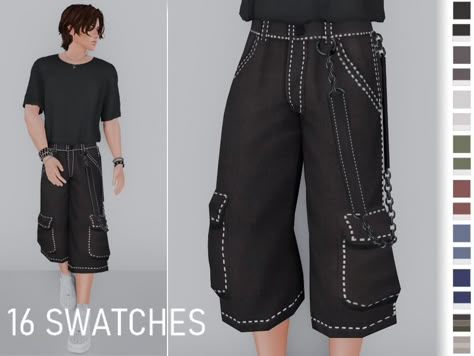 The Sims Resource - Baggy Cargo Jeans for Male Different Body Sizes, Baggy Cargos, Sims 4 Men Clothing, Baggy Cargo Jeans, Sims 4 Male Clothes, Sims 4 Tsr, Alt Clothes, Sims 4 Cc Shoes, Pelo Sims