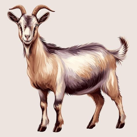 Goat Art Illustration, Goat Drawing, Goat Vector, Goat Illustration, Goat Art, Vector Cartoon, English Learning, Packaging Ideas, Reference Poses