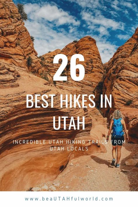 Looking for the best hikes in Utah? This post covers the top 26 Utah hiking trails organized by area of the state. You will find Utah hikes, best Utah hiking, Salt Lake City Utah Hiking, Southern Utah Hiking, Northern Utah hiking, Waterfall hiking in Utah, Zion National Park, Utah hikes, Kanab Utah Hikes, Zion National Park hikes, easy Utah hikes, St George Utah hikes. Moab Utah hikes, best Utah hikes  #utah #hikeutah #utahhiking Utah Hiking Trails, Hiking In Utah, Hikes In Utah, Hiking Waterfall, National Park Hikes, Zion National Park Hikes, Utah Hiking, Kanab Utah, Utah Vacation