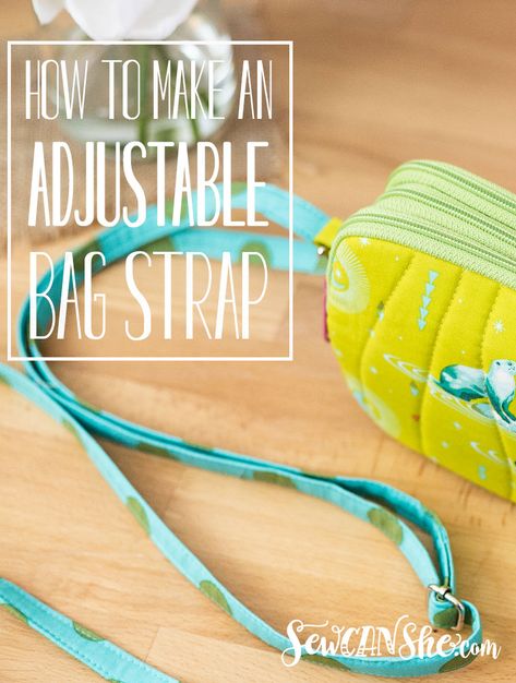 How to Make an Adjustable Bag Strap - easy and free sewing tutorial | She Sews! | Bloglovin’ Diy Bag Handles, Adjustable Bag Strap, Free Sewing Patterns, Sewing Tutorials Free, Fabric Purses, Adjustable Bag, Purse Handles, Sewing Projects For Beginners, Purse Strap