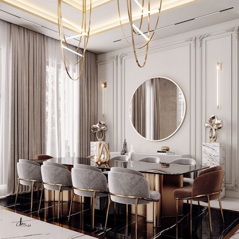 D I N I N G on Behance Luxury Dining Room Tables, Luxury Dining Room Decor, Dining Room Design Luxury, Dining Room Server, Luxxu Modern Design Living, Luxurious Dining Room, Luxury Dining Tables, Modern Room Divider, Classic Dining Room