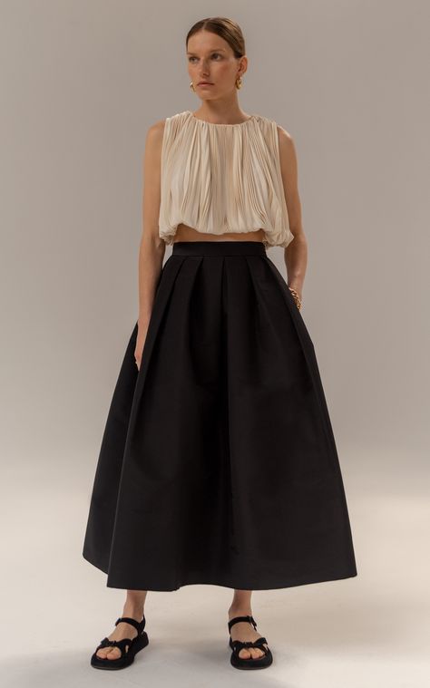 Women's Heirlome Resort 2024 Collection | Moda Operandi What To Wear Today, Pleat Top, Minimal Fashion, Moda Operandi, Look Fashion, Chiffon Tops, Classy Outfits, Fashion Collection, Midi Skirt