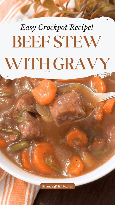 Easy Crockpot Beef Stew with Gravy for Those Busy Days - Beef Stew With Gravy, Easy Crockpot Beef Stew, Creamy Beef Stew, Crockpot Beef Stew, Stew Recipes Crockpot, Crock Pot Inspired Beef Recipes, Crockpot Recipes Beef Stew, Crockpot Stew, Crock Pot Inspired Recipes