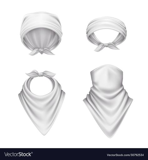 Bandana Drawing Reference, Bandana Illustration, Bandana On Head, Scarf Illustration, Scarf Drawing, Illustration Poses, Draw Tutorial, Fashion Illustration Poses, White Bandana