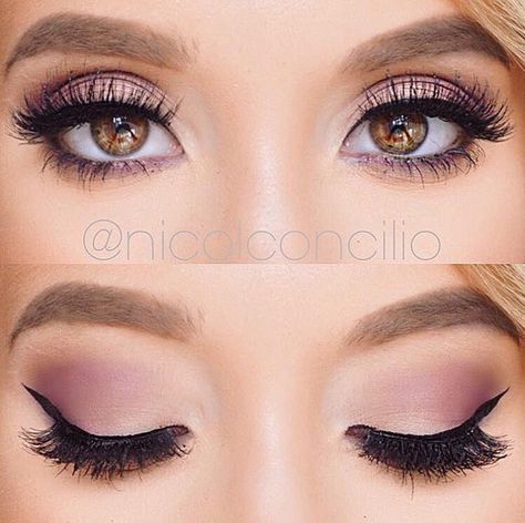 Purple Wedding Eyeshadow, Bridesmaid Makeup Purple Eyeshadow, Soft Glam Purple Eyeshadow, Neutral Purple Eyeshadow, Purple Fall Makeup Looks, Purple Bridesmaid Makeup Looks, Purple Eyeshadow Looks Green Eyes, Bridesmaid Makeup For Purple Dress, Eyeshadow For Lavender Dress