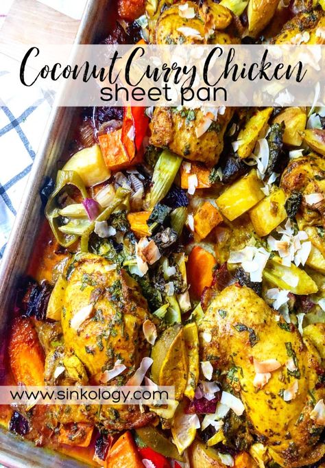 Diet Meal Prep Ideas, One Pot Skillet Meals, Current Recipes, Diet Meal Prep, Roasted Root Veggies, One Pan Dinners, Coconut Curry Sauce, Meal Planning Menus, Pan Recipe