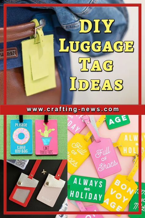 21 DIY Luggage Tag Ideas Diy Luggage Tag, Luggage Tags Printable, Luggage Tag Template, Upcycled Denim Diy, Luggage Tags Diy, Phone Bag Pattern, Diy Suitcase, Travel Bag Tag, Suitcase Tags