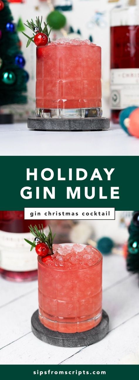 The Holiday Gin Mule is a gin-based Christmas cocktail recipe that was created by Alex and Kendall of Sips From Scripts to use with La Crosse Distilling Company's limited edition Christmas Gin. Gin Mule Recipe, Christmas Gin, Christmas Drinks Alcohol, Craft Cocktail Recipe, Mule Cocktail, Gin Drinks, Christmas Cocktail, Citrus Juice, Festive Drinks