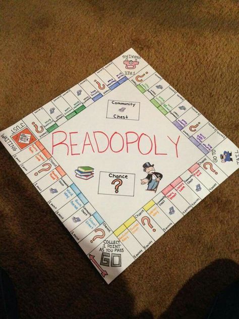 Kelly Ann: I do jeopardy once a week, I also do readopoly where each kid has their own stack of cards to pick from as they move around the board. It'll ask questions about specific books they read, sight words, spelling, etc. they collect "money" for correct answers  the kids love it and it helps me address all the kids individual needs and goals :) Book Monopoly, Collect Money, Library Crafts, Library School, Letter Games, Sight Words Kindergarten, Classroom Games, Bookish Things, Teacher Ideas