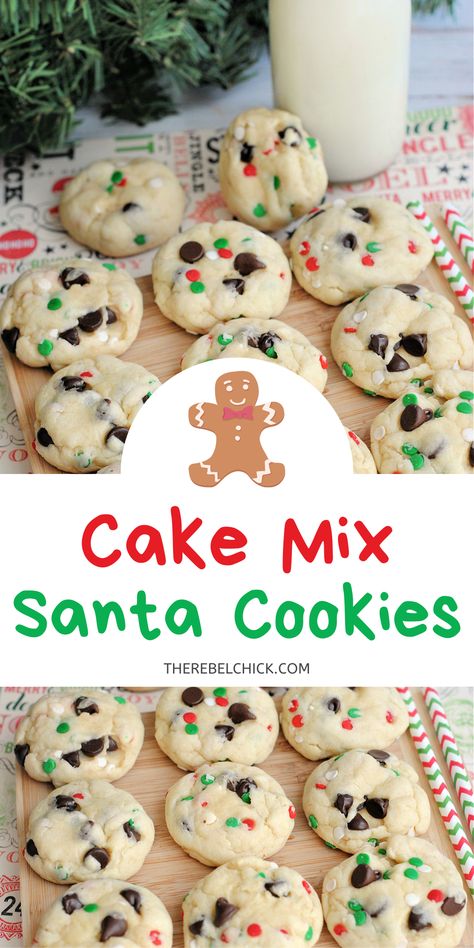 Easy Cake Mix Cookies, Santa Cookie Recipe, Christmas Cookies Recipe, Dessert Christmas, Christmas Cookie Recipes Holiday, Christmas Baking Cookies, Mix Chocolate, Easy Christmas Cookie Recipes, Christmas Baking Recipes