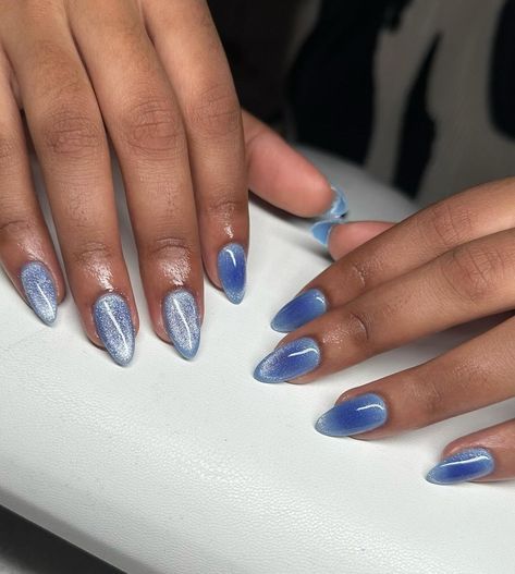 Service: Blue aura with cateye 😍💙 #JamaicanNailTech #GelXNails #NailArt #NailTechJamaica #GelXJamaica #JamaicanNailArt #NailTechLife… | Instagram