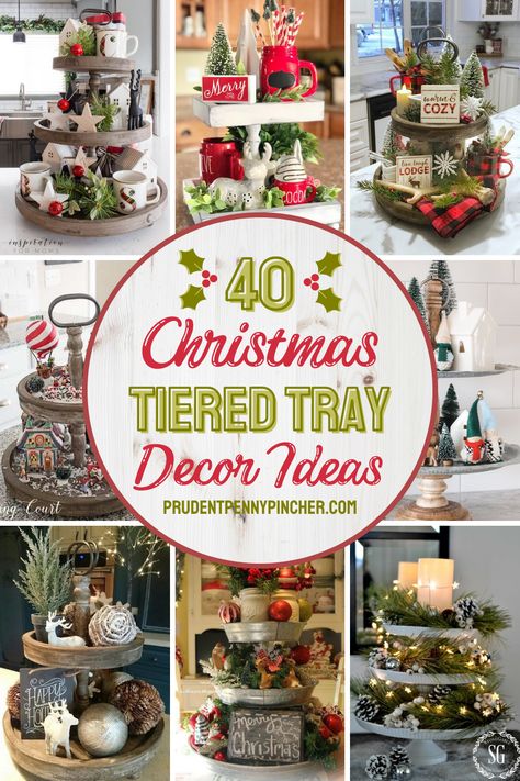 Tray Christmas Decor, Tiered Tray Decor Ideas, Tiered Tray Christmas, Tray Decor Ideas, Christmas Tiered Tray Decor, Tray Decor Christmas, Christmas Tiered Tray, Christmas Tray, Christmas Light Ornament