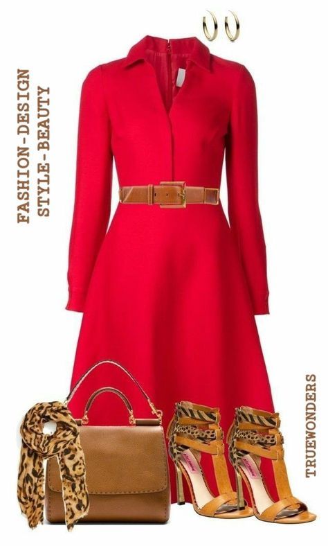 Red Dress Outfit Casual, Moon Lily, Dress Outfit Casual, Mode Rockabilly, Bell Dress, Red Shirt Dress, Color Shoes, Deep Autumn, Red Dress Outfit