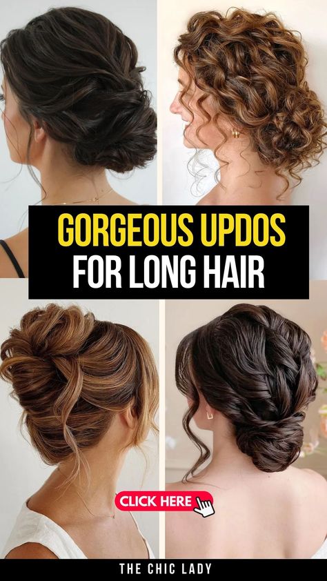 15 Gorgeous Updos for Long Hair You’ll Want to Try Today Elegant Buns, Updo For Long Hair, Stylish Updos, Women With Long Hair, Trendy Updos, Boho Updo, Updos For Long Hair, Elegant Bun, Twist Ponytail