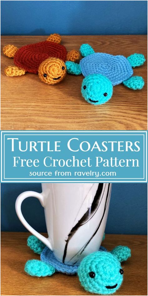 Free Crochet Turtle Coasters Pattern #freecrochetpattern #crochetcoaster #freecrochetturtlecoaster #freecrochetturtlecoasterpattern Free Crochet Turtle, Turtle Patterns, Coasters Pattern, Baby Blanket Crochet Pattern Easy, Crochet Turtle Pattern, Crochet Coasters Free Pattern, Ravelry Crochet, Easy Crochet Baby Blanket, Crochet Coaster Pattern