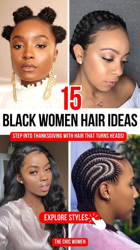 15 Gorgeous Thanksgiving Hair Ideas for Black Women Thanksgiving Hairstyles For Black Women, Thanksgiving Hair Ideas, Hair Styles For Black Hair, Easy Natural Hairstyles For Black Women, Hairstyles For Holiday, Easy Hairstyles For Black Women, Free Hand Hairstyles, Hair Ideas For Black Women, Thanksgiving Hairstyles