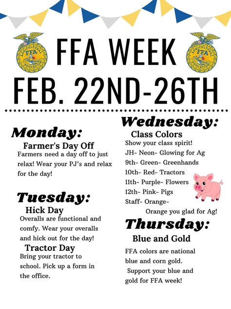 Ffa Gifts For Advisors, Ffa Dress Up Days, Ffa Week Ideas Dress Up, Ffa Officer Retreat, Ffa Week Dress Up Days, Ffa Week Ideas Activities, National Ffa Week Ideas, Ffa Meeting Ideas, Ffa Fundraising Ideas