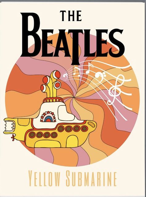 Retro Posters Music, Yellow Music Poster, 70s Retro Poster, Wall Prints Aesthetic Music, Beatles Aesthetic Poster, 1970s Music Posters, Vintage Poster Prints Music, Poster Design Styles, Cute Music Posters