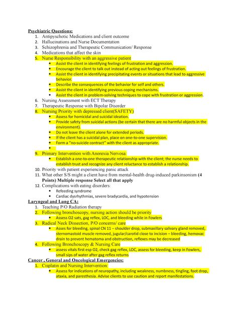 Final Notes - Psychiatric Questions: 1. Antipyschotic Medications and client outcome 2. - Studocu Nurse Documentation, Psychiatric Medications, Allegheny County, Psychiatric Nursing, Nursing Education, Community College, Coping Mechanisms, Any Book, Study Guide