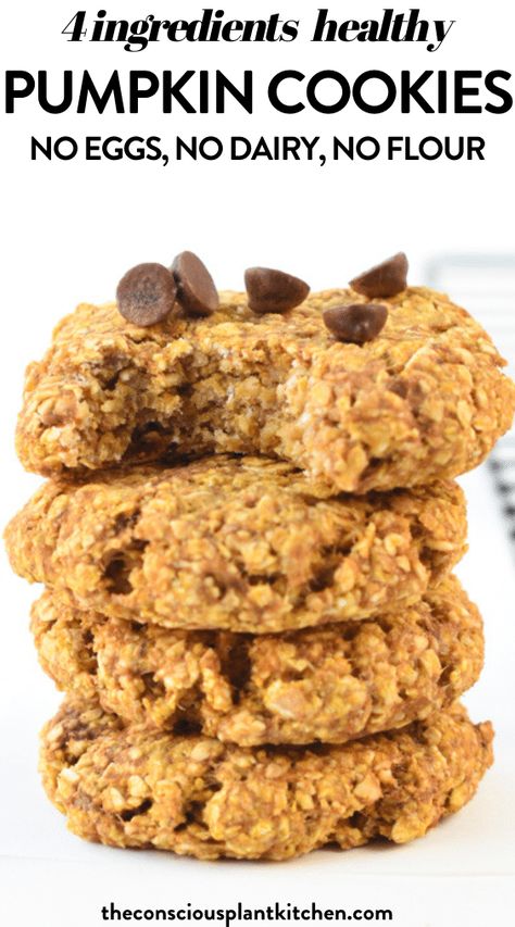 Healthy pumpkin oatmeal cookies Flourless Pumpkin Oatmeal Cookies, Low Cholesterol Cookie Recipes, Pumpkin Oatmeal Cookies Healthy, Pumpkin Banana Cookies, Banana Cookies Vegan, Healthy Pumpkin Cookies, Healthy Pumpkin Oatmeal, Clean Cookies, Pumpkin Healthy