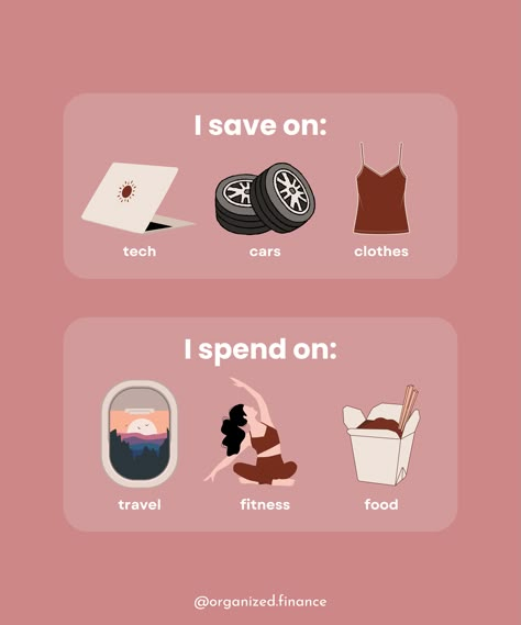 💭 Tell me what you save vs. splurge on! (There are no right or wrong answers here) I personally choose to save on things like: 📱 technology (yes, I have an Android phone 👀), 🚗 cars (I bought my car used for less than $10k), 👗 clothes (I'm not into buying brand-name stuff) ...but I *do* choose to spend more money on: ✈️ travel (this year: Italy & Spain!) 💪 fitness (I pay $150 each month for @orangetheory fitness classes) 🥦 food (berries are expensive but so worth it to me) Save Vs Splurge, How To Build Wealth, Money Saving Methods, English Teaching Materials, Saving Strategies, Money Saving Techniques, Right Or Wrong, Saving Money Budget, Money Management Advice