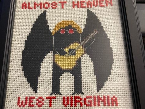 PDF PATTERN ONLY. Pattern will be emailed to you, so check your junk/spam. If you have any questions or don't receive the pattern, slide into my DMs. Mothman Cross Stitch Pattern, Mothman Cross Stitch, Cool Cross Stitch Patterns, Nerd Crafts, John Denver, Stitch Art, Cross Stitch Rose, Stitching Art, Fabric Projects