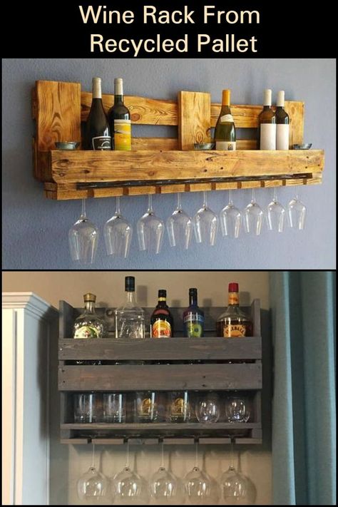 Pallet Wine Rack Diy, Wood Pallet Wine Rack, Wine Flask, Popular Woodworking Projects, Pallet Wine Rack, Pallet Wine, Recycled Pallet, Wine Glass Rack, Pallet Shelves