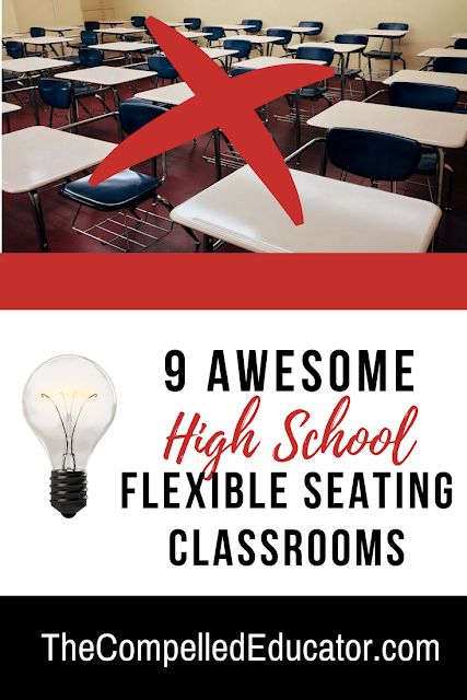 The Compelled Educator: 9 Awesome High School Flexible Seating Classrooms Classroom Seating Ideas, Alternative Seating Classroom, High School Science Classroom, High School Classrooms, Classroom Seating Arrangements, Flexible Seating Classroom, Technology In The Classroom, High School Special Education, Classroom Arrangement