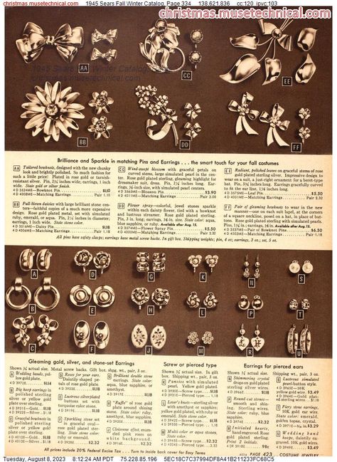 1945 Sears Fall Winter Catalog, Page 334 - Catalogs & Wishbooks Vintage Rooms, Vintage Reference, 1940s Jewelry, Silversmithing Jewelry, 1940's Fashion, Sears Catalog, Fashion 1940s, Antique Costume Jewelry, Vintage Cabinet