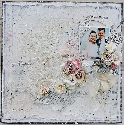 Love always - Scrapbook.com Mixed Media Layout, Blue Fern Studios, Blue Fern, Mixed Media Scrapbooking, Canvas Photo, Wedding Scrapbook, Scrapbook Page Layouts, Photo Wedding, Mix Media