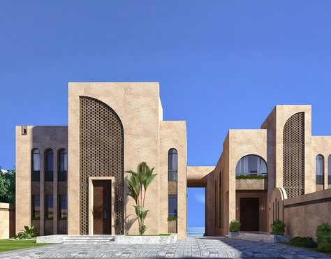 Arabian Modern House, Arch Architecture Modern, Arabian Style House, Arabian Architecture, Arch Building, Arch Architecture, Facade Architecture Design, Architecture Design Drawing, Architecture 3d