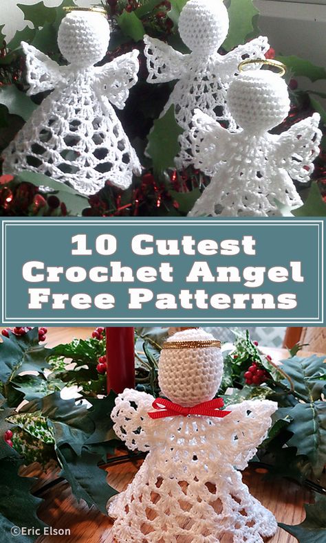 10 Cutest Crochet Angel Free Patterns - I Good Ideas Angel Crochet Pattern Free, Crochet Christmas Ornaments Free Pattern, Crochet Angel Pattern, Cutest Crochet, Angel Pattern, Crochet Christmas Ornaments Free, Crochet Ornament Patterns, Crochet Snowflake, Christmas Crochet Patterns Free