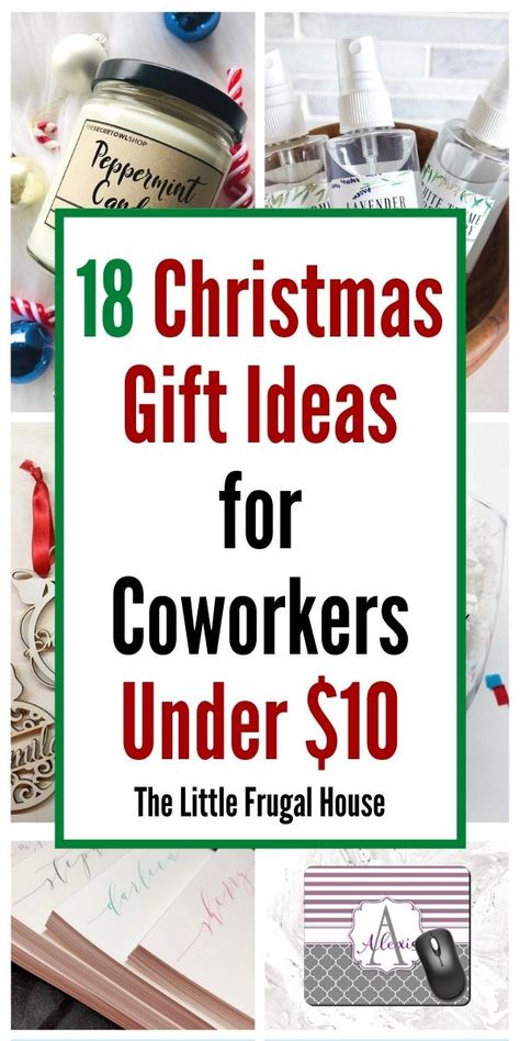 18 Christmas Gifts for Coworkers Under $10 - The Little Frugal House Dollar Tree Gifts For Coworkers, Employee Stocking Stuffers, Five Dollar Gifts, $15 Christmas Gift Ideas, Gifts For Remote Employees, Small Christmas Gift Ideas For Coworkers, Small Gift For Coworkers, 10 Dollar Gift Ideas, Stocking Stuffers For Coworkers