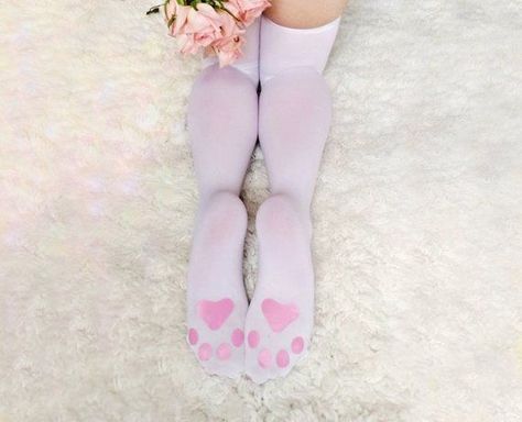 Kitten Play Gear, White Thigh Highs, Pet Play, White Kitten, Pink Paws, Puppy Play, White Kittens, Black Kitten, Kittens Playing