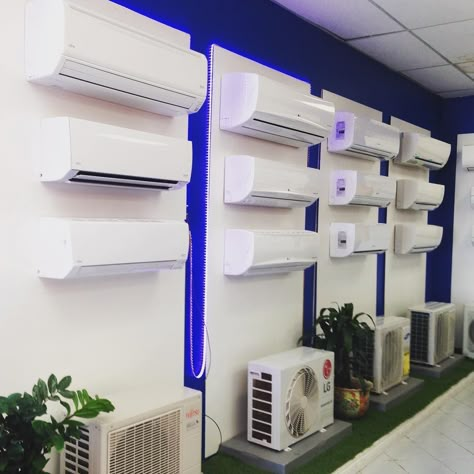 Lennox elite series air conditioners with cooling process is available at minimum prices. Electronics Store Design, Air Conditioner Design, Ductless Air Conditioner, Split System Air Conditioner, Home Appliance Store, Refrigeration And Air Conditioning, Air Conditioner Installation, Ductless Mini Split, Showroom Interior Design