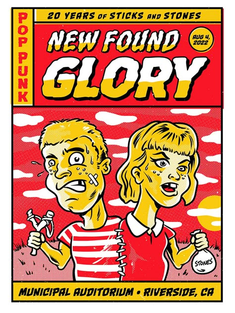 Benjamin Lande Gig Poster - New Found Glory Glory Poster, New Found Glory, Gig Poster, Texture Graphic Design, Sticks And Stones, Gig Posters, Band Posters, Art Logo, Face Drawing