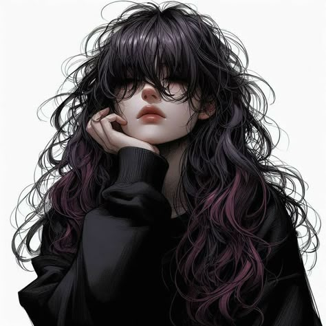 Black Hair Purple Highlights, Raven Black Hair, Pfp Single, Goth Girl Aesthetic, Girl With Purple Hair, Anime Goth, Grunge Pictures, Sally Face Game, Emo Girl