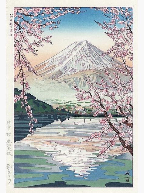 Arte Indie, Japanese Woodblock Print, Japanese Art Prints, Cherry Blossom Art, Japanese Artwork, Japon Illustration, Japanese Woodblock, Blossoms Art, Mt Fuji