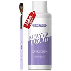 Saviland 4.06 oz Monomer Acrylic Nail Liquid – 120ml Acrylic Nail Liquid for Acrylic Powder with 12# Acrylic Brush MMA-Free Non-Yellowing Formula for Acrylic Nail Extension & Carving Home Salon Use Acrylic Nail Liquid, 3d Nail Art Designs, Home Nail Salon, Acrylic Nail Powder, Acrylic Nail Brush, Acrylic Liquid, Acrylic Nail Kit, Acrylic Brushes, Nail Brush