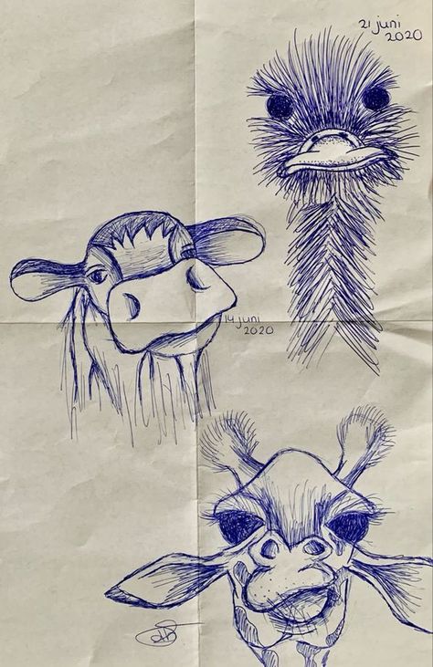 Biro Sketches Simple, Bic Pen Drawing Sketches, Cute Pen Drawings Simple, Bic Drawing Pen Art, Ballpen Sketch Drawings, How To Draw Animal Ears, Sketchbook Art Inspiration Pen, Sketchbook Ideas Pen, Things To Draw In Pen