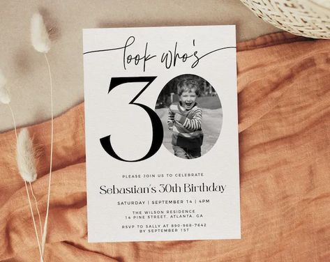 Male 30th Birthday Invitation Template, Look Who's 30, Photo 30th Birthday Invite, Editable Template, Any Age, Black and White 30th Birthday 30th Birthday Invitation Ideas, 30th Birthday Man Party, Mens 30th Birthday, 30th Invitation Ideas, Men 30th Birthday Ideas, 30th Birthday Ideas For Men Invitations, Party Invitation Design, 30 Birthday Invitation, 30th Birthday Invitations Men