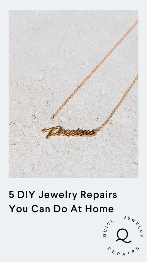 During this time, it can be difficult to find a jeweler who’s open to service your broken jewelry. Fortunately, there are a few things you can do at home to mend your items to the best of your ability (at least until the jewelers open up again.) We have five DIY jewelry repairs that you can do at home. Jewelry Repair Diy, How To Turn Necklace Into Bracelet, Necklace As Bracelet Hack, Shorten Necklace Temporarily, How To Keep Costume Jewelry From Turning, Homemade Jewelry Cleaner, Necklace Repair, Jewelry Hacks, Junk Jewelry