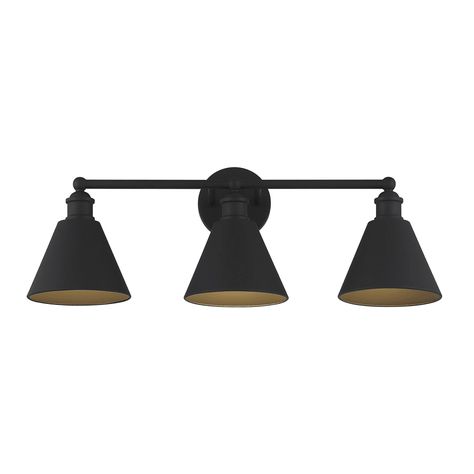 Bellevue SH80064MBK 3 Light 27" Wide Bathroom | Build.com Loft Aesthetic, Farmhouse Vanity Lights, Home Decor 2023, Industrial Bathroom Vanity, Black Vanity Bathroom, Farmhouse Vanity, Black Vanity Light, Decor 2023, Light Bathroom