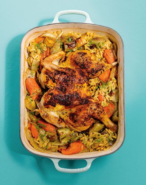 Mary Berg's Chicken Noodle Roast Chicken Mary Makes It Easy, Chicken Oven, Mary's Kitchen, Pan Dishes, Roast Chicken Recipe, Childhood Love, Mary Berg, Mary Berry Recipe, Chicken Orzo