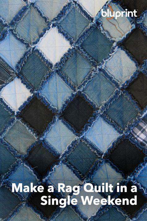 No Batting Rag Quilt, Jeans Quilts Ideas, Rag Time Quilt, Flag Rag Quilt Pattern, Raggedy Quilt Patterns, Quilt As You Go Rag Quilt, Quilts Made From Jeans, How To Make A Denim Rag Quilt, Denim Rag Quilt Tutorial