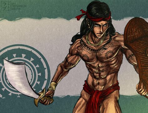 Lapu Lapu Drawing, Lapu Lapu Tattoo, Philippine Mythology, Native American Home, Fruit Art Drawings, Filipino Tattoos, Warrior Drawing, Warriors Illustration, Filipino Art