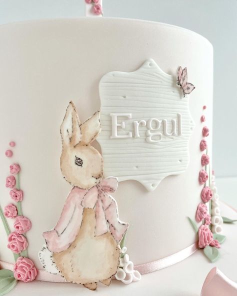 Nicola Nicholls on Instagram: �“Ergul means blooming spring roses in Turkish.. perfect don’t you think 💕 • #flopsybunnycake #firstbirthday #1stbirthday #1stbirthdaycake…” Baptism Reception, Bunny Birthday Cake, Bunny Cakes, Peter Rabbit Cake, Birthday Bunny, Bunny Theme, Rabbit Cake, Cake Boards, Birthday Card Drawing