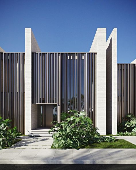 YODEZEEN on Instagram: “Let's finish this week with the rhythm and vibe of an endless summer 🌴 Seems like villas and interiors in light colors and an abundance of…” Commercial Building Exterior Facades, Travertine Facade, Modern Industrial Building, Warehouse Facade, Luxury Bookcase, Building Facades, Home Office Design Ideas, Commercial Design Exterior, Office Design Ideas